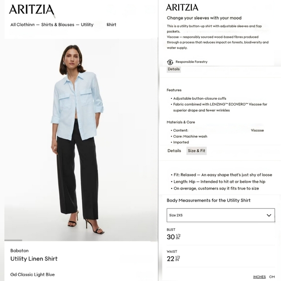 🇨🇦 Aritzia Group By Babaton Light Blue Utility Shirt - Picture 15 of 16